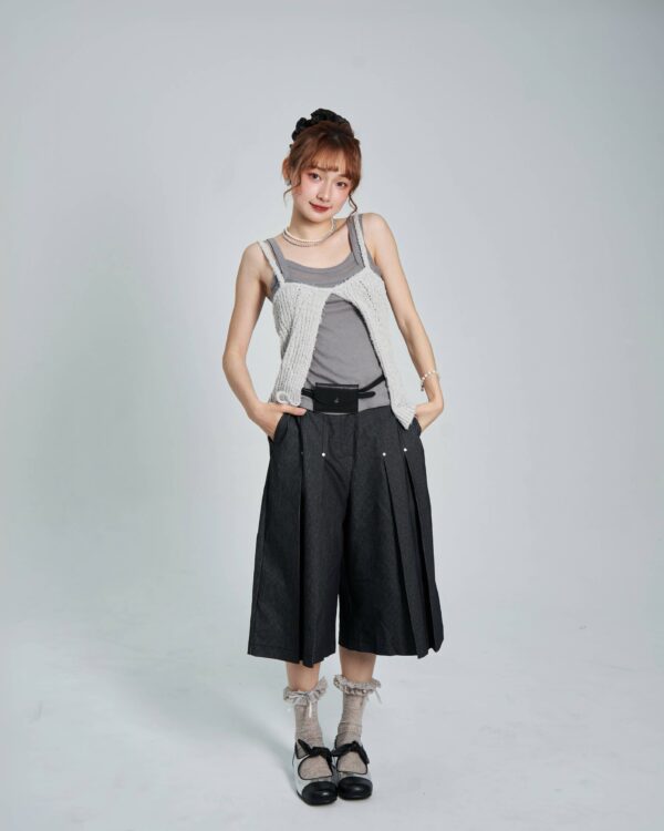 紡紗千層假兩件背心