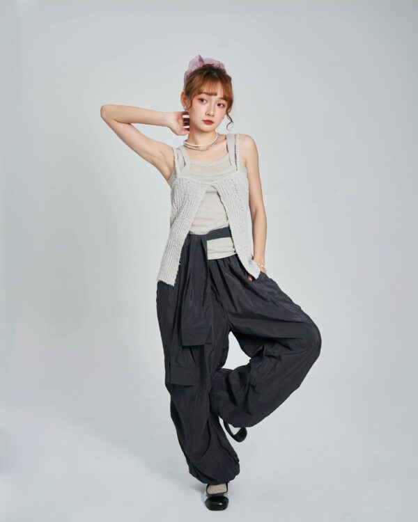 紡紗千層假兩件背心