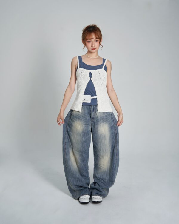 午後小樽 軟料闊腿牛仔褲