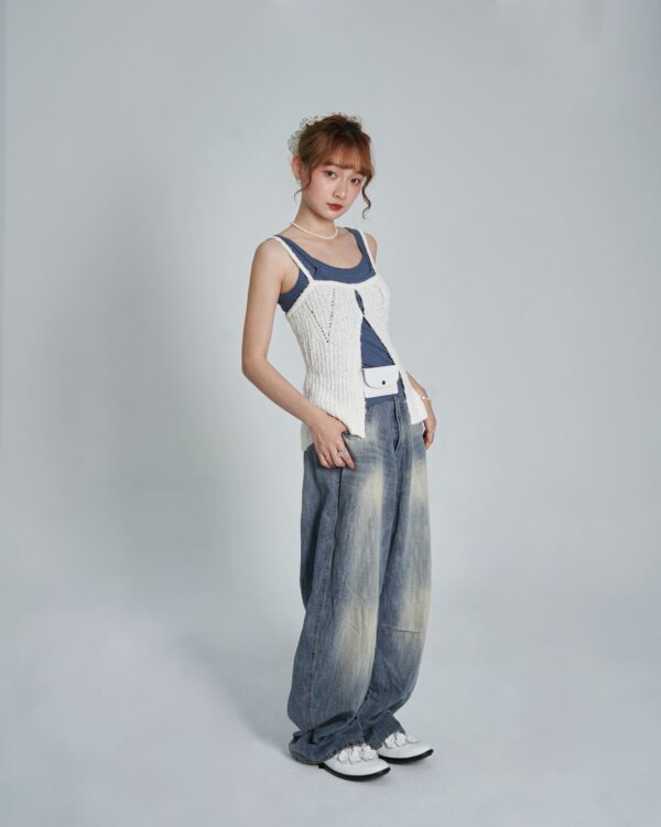 午後小樽 軟料闊腿牛仔褲