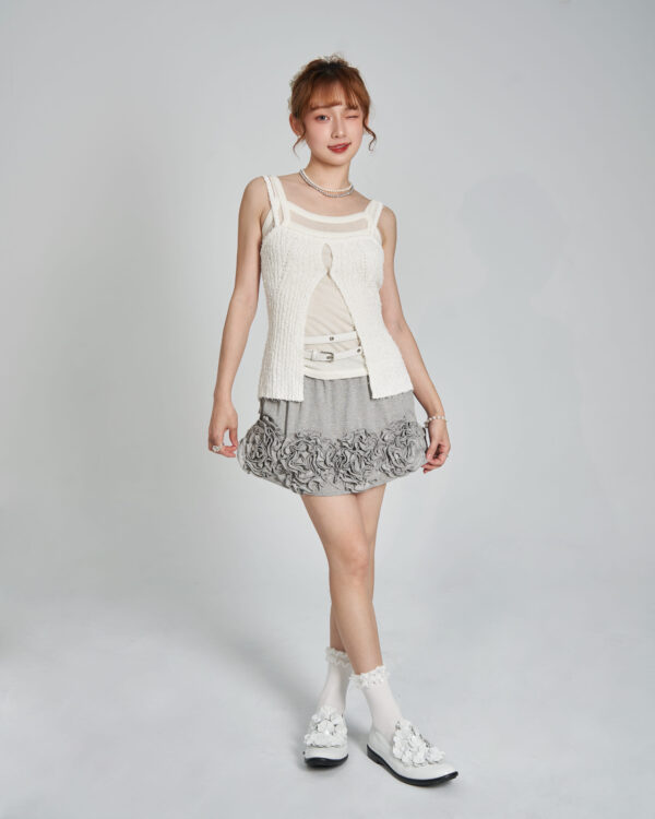 雲莉玫 重工立體花花短裙