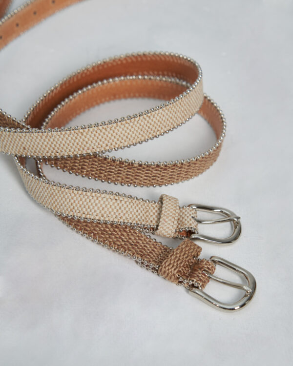 銀珠滾邊織腰帶