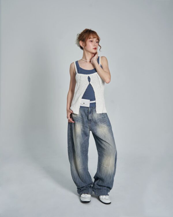 午後小樽 軟料闊腿牛仔褲